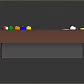 Billiard Table Interior With Green Felt Surface Colorful Balls Cue And White Cue Ball