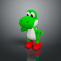 Green Cartoon Dinosaur Plush Toy With Big Eyes White Belly And Red Shoes
