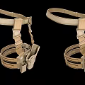 Pair Of Classic Wooden Harness Straps With Traditional Craft Structure Design