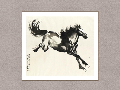 New Chinese Animal Painting Xu Beihong Running Horse model