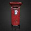 Traditional Red Post Box With Black Base And Ornate Design Details 3d model