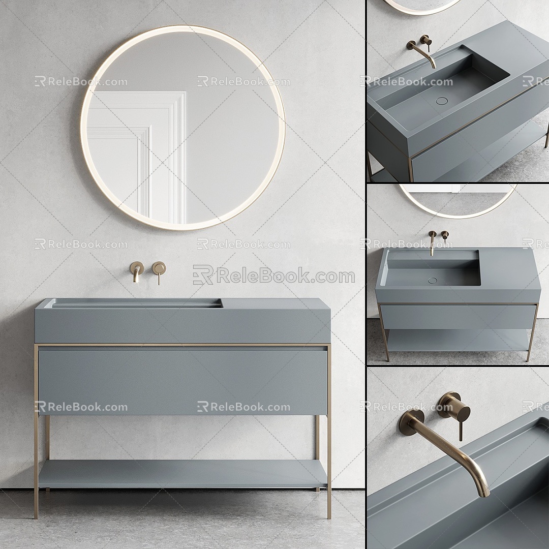 Dressing Mirror Cabinet Combination Bathroom Bathroom Bathroom Cabinet Cabinet Home Bathroom Mirror Mirror Faucet 3d model