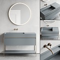 Dressing Mirror Cabinet Combination Bathroom Bathroom Bathroom Cabinet Cabinet Home Bathroom Mirror Mirror Faucet 3d model