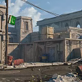 Weathered Urban Building Components With Stone Walls Iron Doors Barred Windows And Arched Structures
