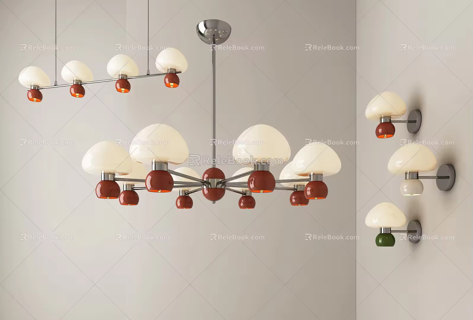 Jellyfish type multi-head chandelier wall lamp 3d model