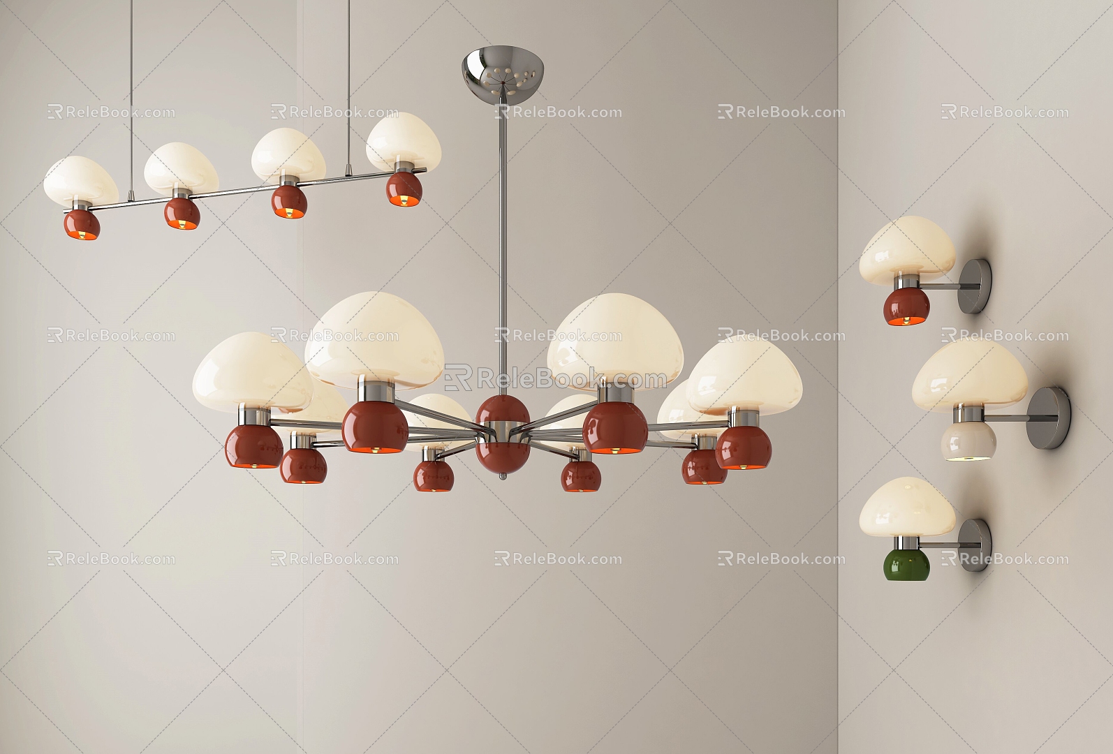 Jellyfish type multi-head chandelier wall lamp model