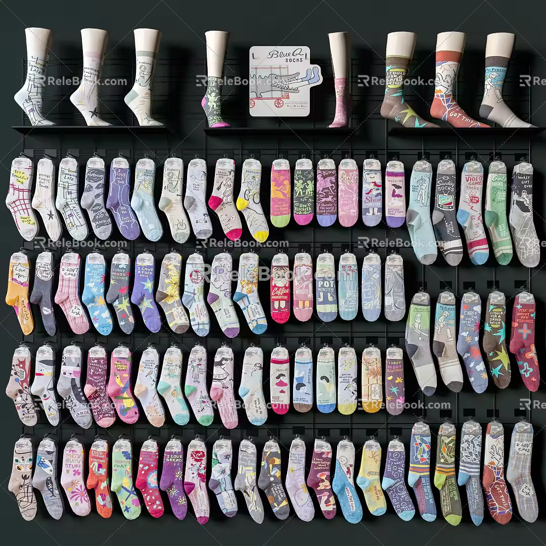 Modern shelf supermarket socks display shelf 3d model