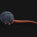 Low Poly Black Rat Character With Red Eyes And Brown Tail Paws