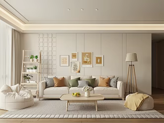 Nordic Living Room Combination Sofa 3d model