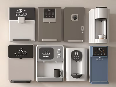 Modern Functional Household Appliances With Digital Displays Various Colors And Compact Sizes 3d model