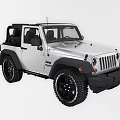 Silver Jeep Convertible With Black Wheels And Off Road Style 3d model