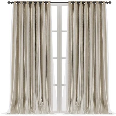 Soft Beige Flowing Curtains For Modern Window With Light Filtering Design 3d model