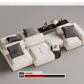 Modern Multiplayer Sofa Module Sofa Back-to-Back Sofa 3d model
