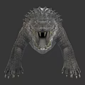 Detailed Crocodile Model With Realistic Texture And Pose On Gray Background 3d model