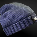 Blue Knitted Hat With Soft Texture And Golden Metal Buckle Detail Design