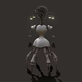 White Mechanical Game Character Featuring Round Head Lights Dress Like Body And Spider Legs