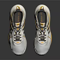 White Sporty Shoes With Yellow Black Stripes Mesh Upper And Casual Design