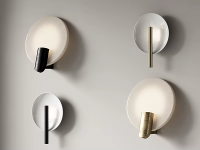 Modern Wall Lamps With Round Shade And Black Gold Metal Base For Interior Decor 3d model