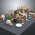 Decorative Ornament Set With Candle Holders Vases Bottles Scrolls Plates And Miniature Statues