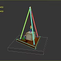Lifting Equipment Featuring Tripod Structure White Block Object on Orange Base and Gray Platform