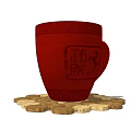 Red Patterned Mug with Mid Autumn Design on Wooden Blocks Base 3d model
