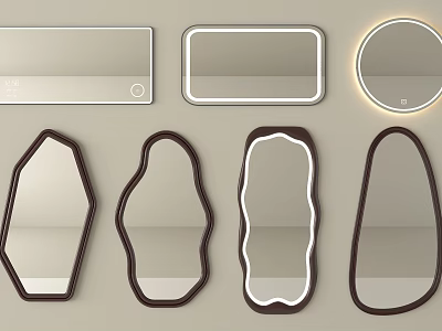 Assorted Decorative Mirrors with Various Shapes Frames and LED Lighting for Home Interior Decoration 3d model