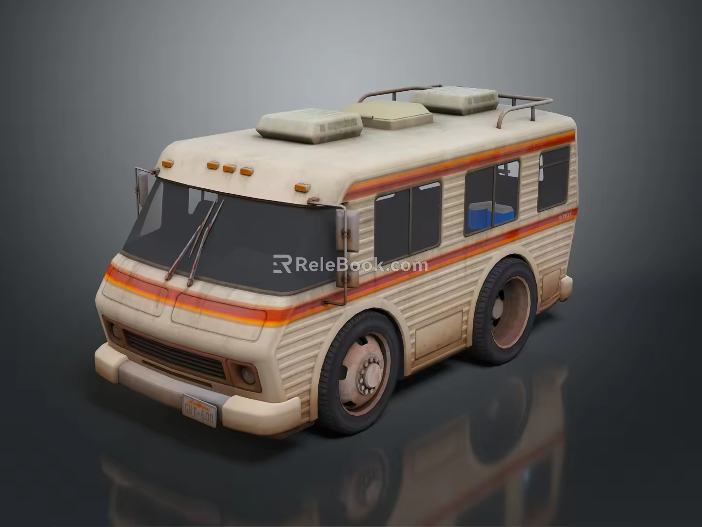 minibus minivan driverless bus school bus van box car 3d model