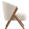 Light Colored Upholstered Accent Chair With Wooden Crossed Legs And Geometric Cushion