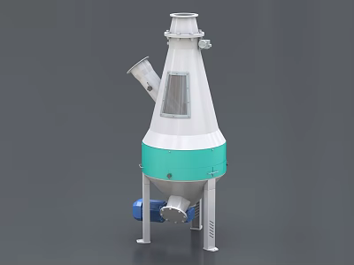 Conical Industrial Equipment With White Green Structure And Blue Base Components 3d model