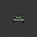 Green Classic Muscle Car With White Stripes And Shiny Exterior Design