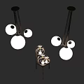 Modern Spherical Chandelier With White Shades Metallic Frame And Multiple Angles 3d model