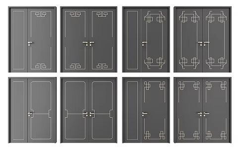 New Chinese Style Combination of Double Door 3d model