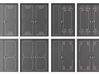 New Chinese Style Combination of Double Door 3d model