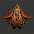 Fantasy Character Figurine with Red Gold Decoration and Winged Armor Design as Home Ornament