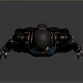 Detailed 3D Female Fantasy Character in Blue Brown Armor with Cloak