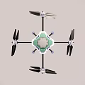 Multi Rotor Drone With Green Top And Black Propellers Structure Design 3d model