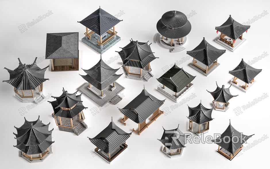 Chinese style landscape pavilion ancient pavilion pavilion model