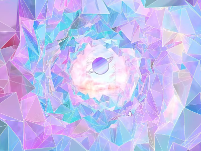 Vibrant Abstract Geometric Kaleidoscope With Central Planet And Colorful Hues 3d model
