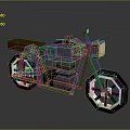 Pixelated Low Poly Motorcycle Design With Brown Seat Yellow Headlight And Black White Wheels