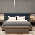 Modern Background Double Bed Double Bedside Cabinet Combination Bed 3d model
