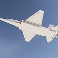 White Fighter Jet Flying in Clear Blue Sky With Streamlined Design 3d model