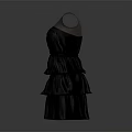 Shiny Black Sleeveless Dress With Layered Ruffled Skirt And Elegant Design