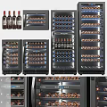 Modern Wine Cooler Designs With Glass Doors LED Lighting And Wine Bottle Storage