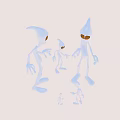 Blue Transparent Cartoon Characters With Pointed Hats And Yellow Eyes