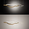 Modern Curved Chandelier With Golden Frame And White Shade For Home Interior