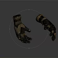 Tactical Leather Gloves With Worn Design Dark Brown Textured Surface And Stitching Details