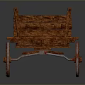 Vintage Wooden Cart With Rustic Texture Large Spoked Wheels And Square Structure 3d model