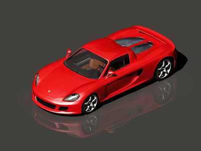 Red Sports Car With Streamlined Design Brown Interior And Black Alloy Wheels 3d model