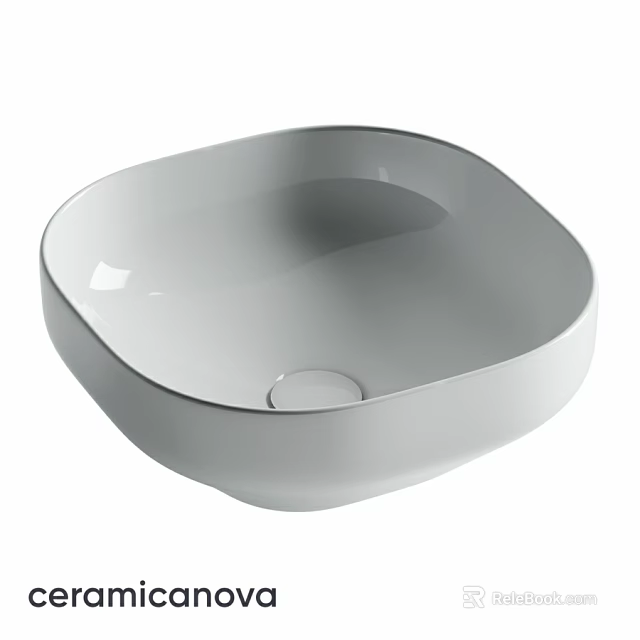 Sleek White Square Shaped Ceramic Washbasin With Smooth Surface Countertop Design 3d model 