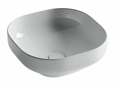 Sleek White Square Shaped Ceramic Washbasin With Smooth Surface Countertop Design 3d model
